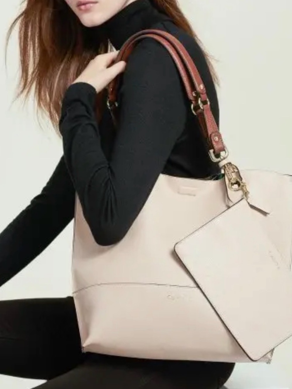 Calvin Klein Blush Logo Tote with Gold Hardware